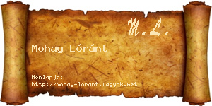 Mohay Lóránt névjegykártya